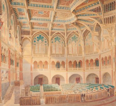 Rauscher Lajos: A képviselőházi ülésterem, 1900. Kiállítva az 1900-as párizsi világkiállításon.