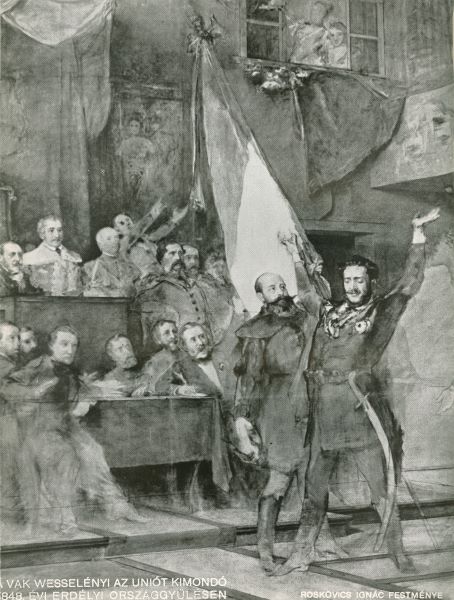 Roskovics Ignác Vak Wesselényi az uniót kimondó 1848. évi erdélyi országgyűlésen című festménye, 1896