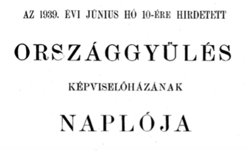 Fotó a Képviselőházi napló fedőlapjáról