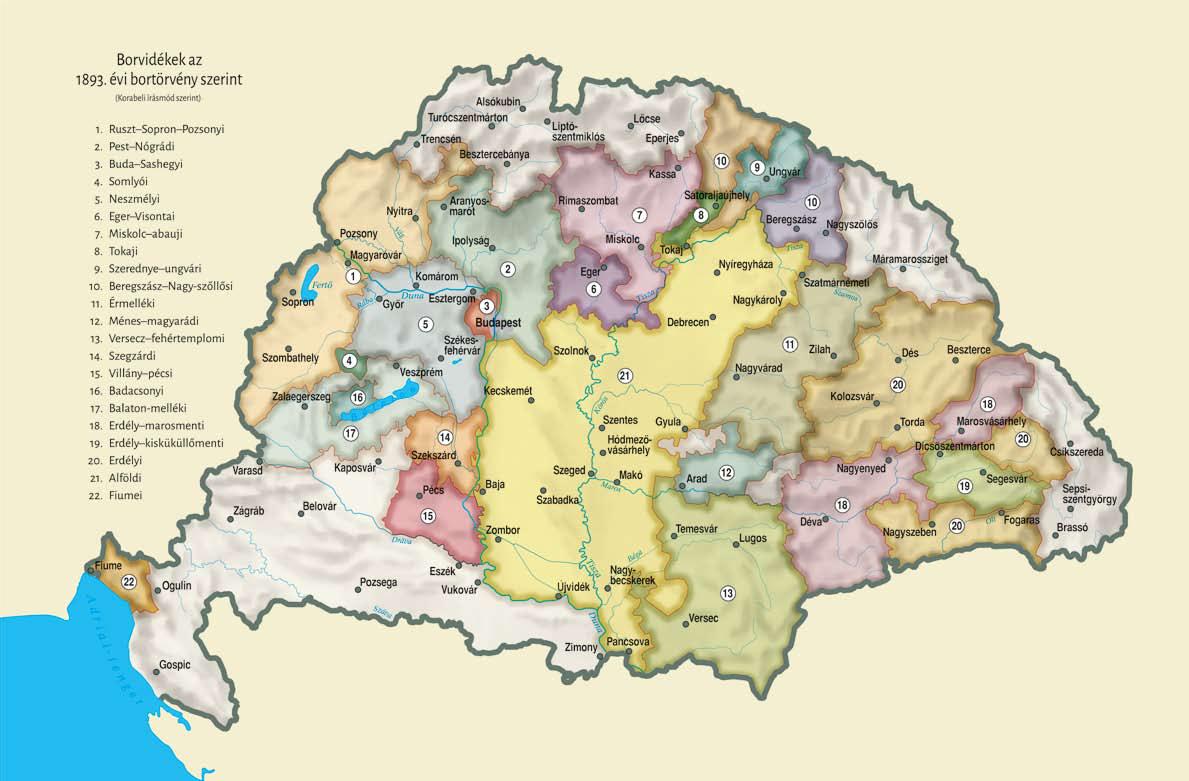 Borvidékek az 1893. évi bortörvény szerint