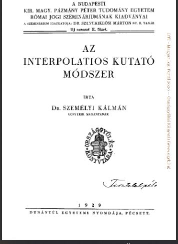 Személyi Kálmán: Az interpolatios kutató módszer