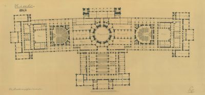 Steindl Imre: az Országház főemeleti alaprajza, 1884.