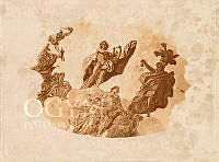 Az Operaház mennyezeti freskójának részlete, az Apollón-csoport fénymetszete a Lotz-albumban, 1899