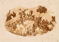 Az Operaház mennyezeti freskójának részlete, (Zeusz csoportja), fénymetszet a Lotz-albumban, 1899