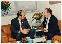 Szabad György Ehud Olmerttel a házelnök hivatalos látogatásán Jeruzsálemben, 1994