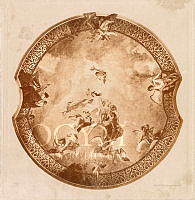 Károlyi Sándor palotájának mennyezetképe, (Auróra, Hélios), fénymetszet a Lotz-albumban, 1899