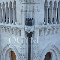 Vízköpő állatfigura és vízgyűjtő üst az Országház északi és nyugati homlokzatán, 2014