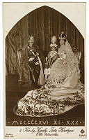 IV. Károly király, Zita királyné és Habsburg Ottó trónörökös koronázási fotója képeslapon, 1916