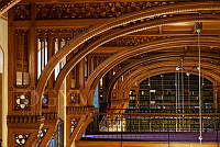 Az Országgyűlési Könyvtár olvasótermének díszes famennyezete, 2018